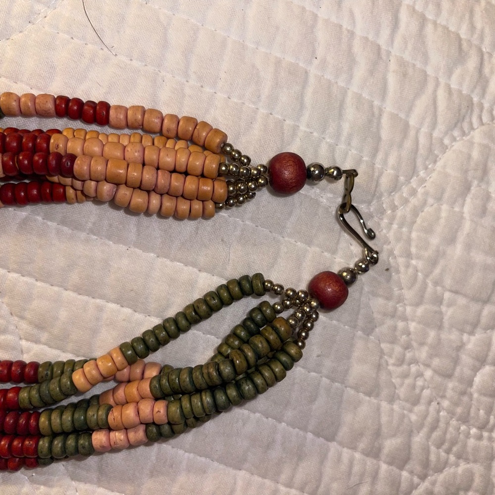 Authentic African Multicolor Beaded Necklace With… - image 3